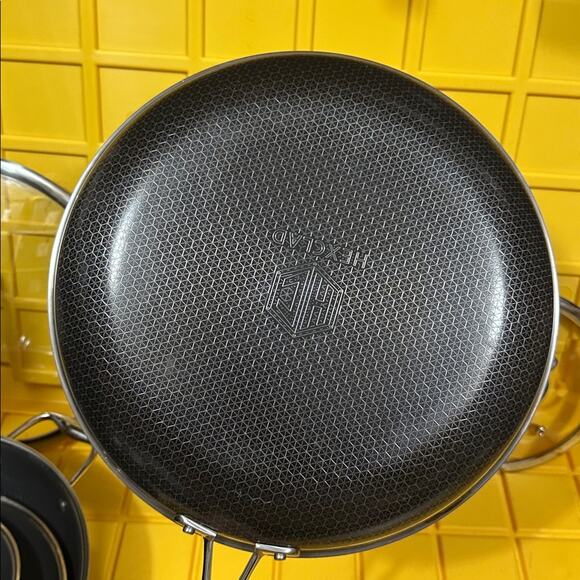 HEXCLAD 7 Piece Nonstick Stainless Steel Frying Pan Set 8 10 12" Lids Wok M $600 - Picture 6 of 10